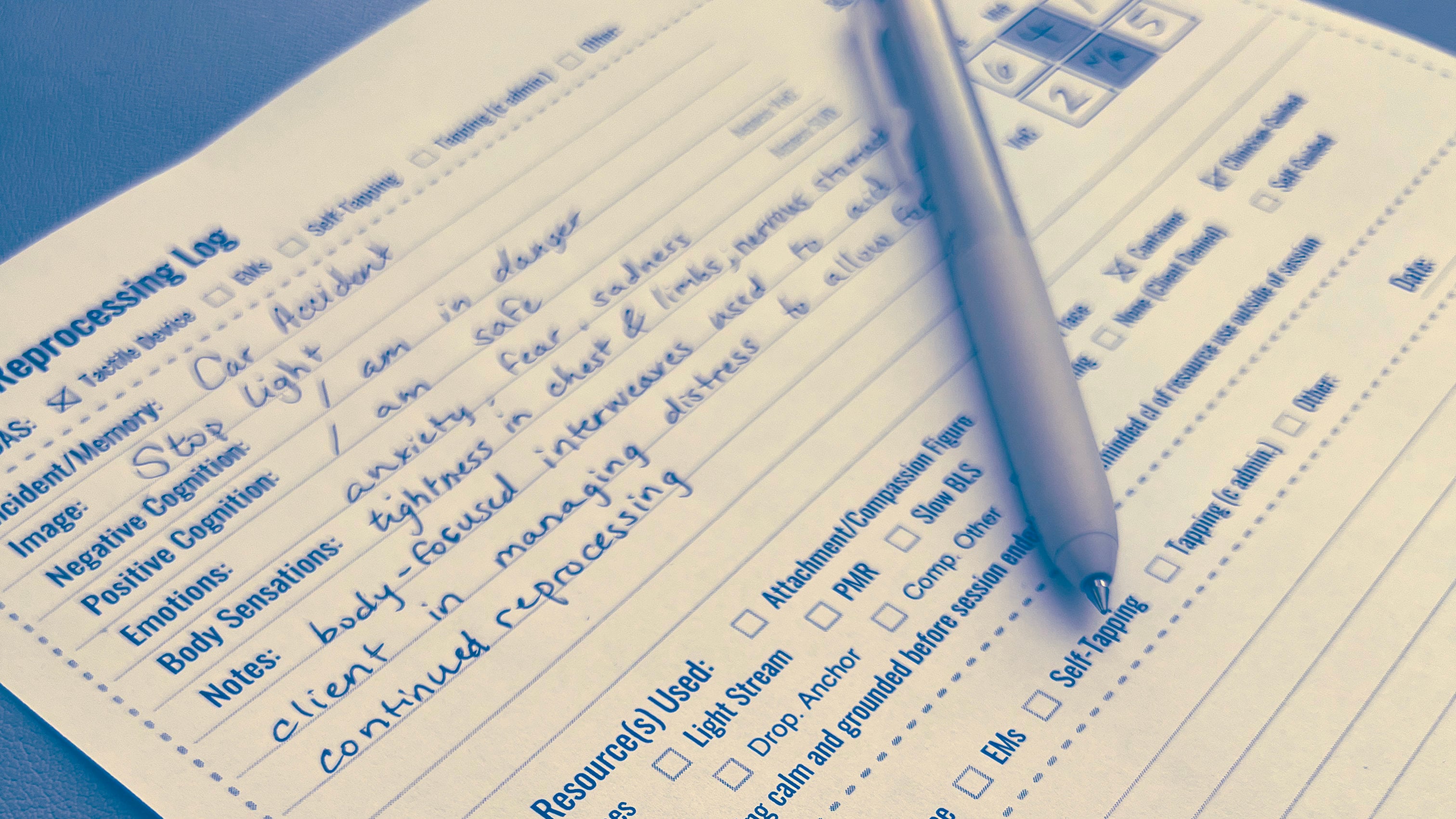 EMDR Session Log for Clinicians