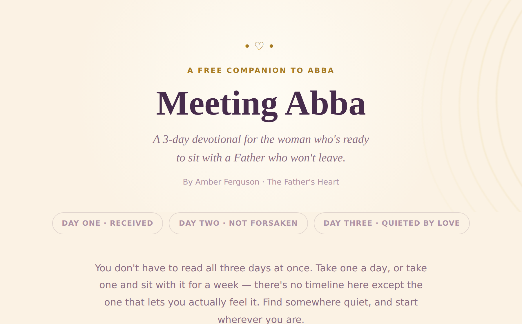Meeting Abba -- a free 3-day devotional