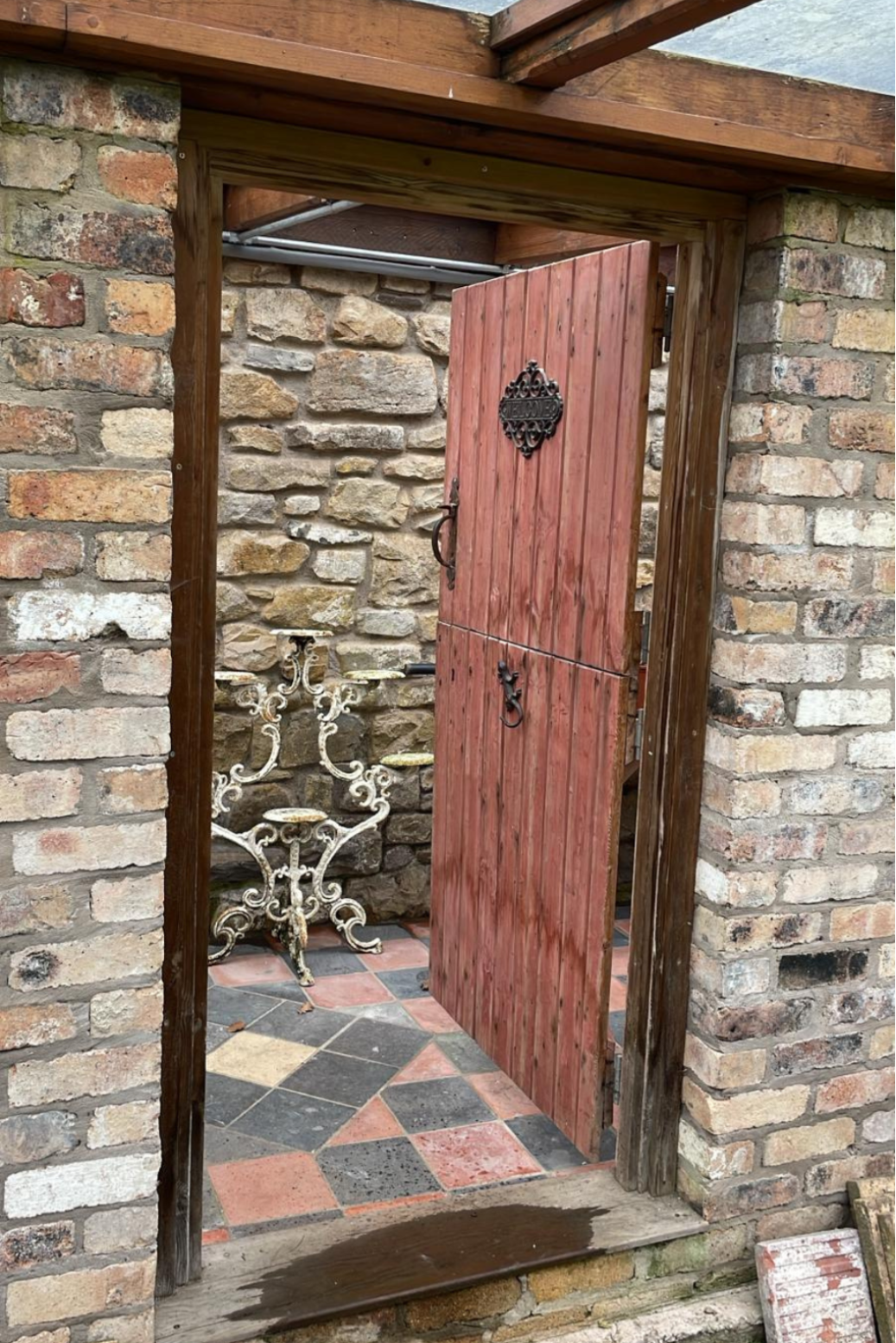 Bespoke greenhouse manufacture ni, Annagh Completed timber greenhouse construction, salvage restorations ni, door made from reclaimed timber completed by annagh designs