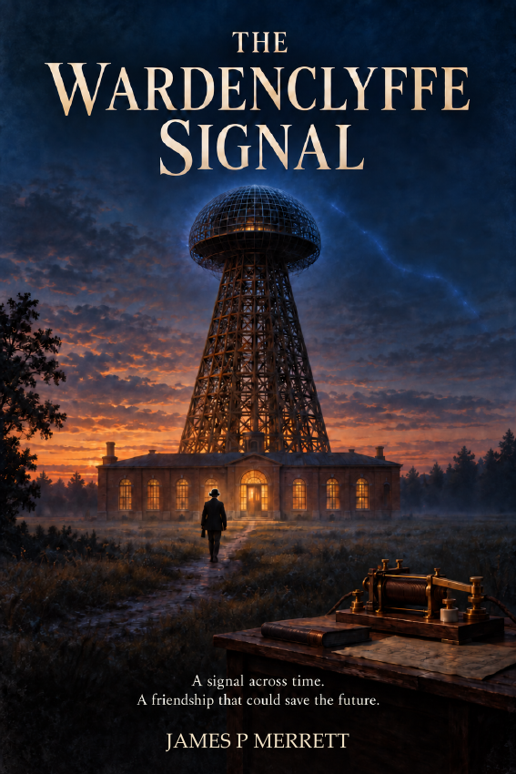 The Wardenclyffe Signal by James P Merrett: Wardenclyffe tower beneath a dramatic evening sky