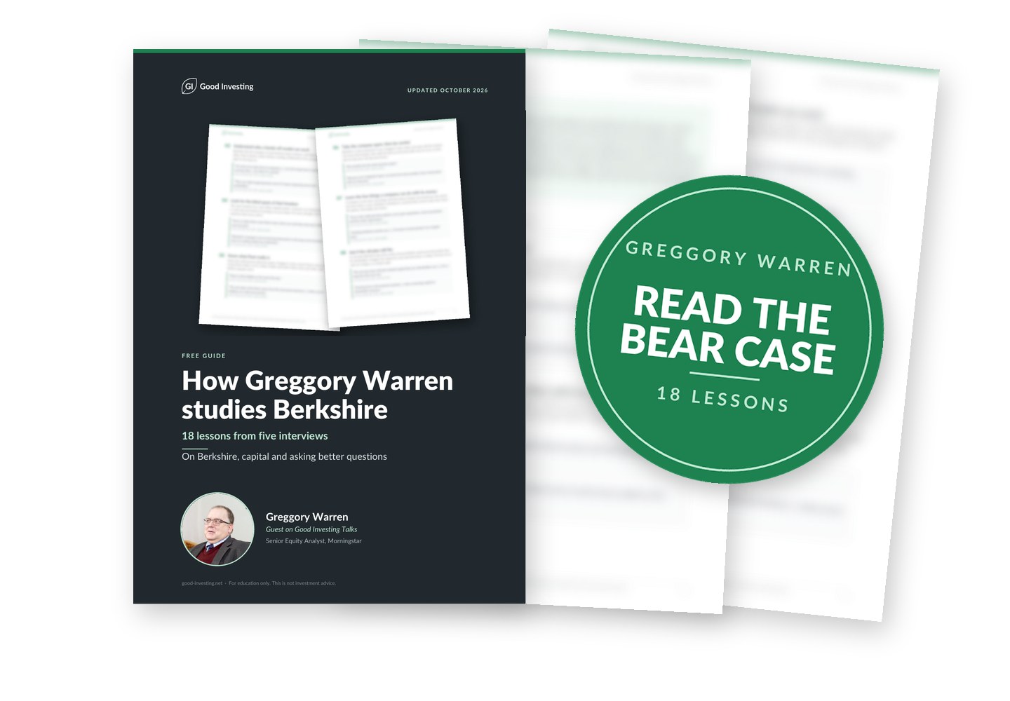 Blurred preview of the guide How Greggory Warren studies Berkshire. Seal: Read the bear case