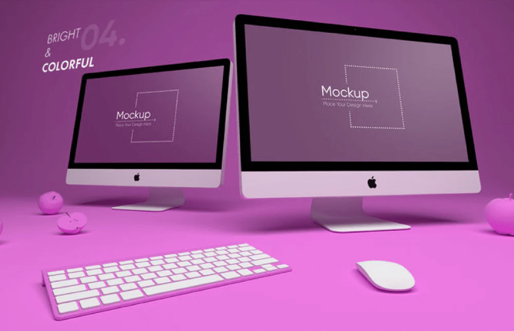 7 Free Colorful Apple Devices Mockup Pack
