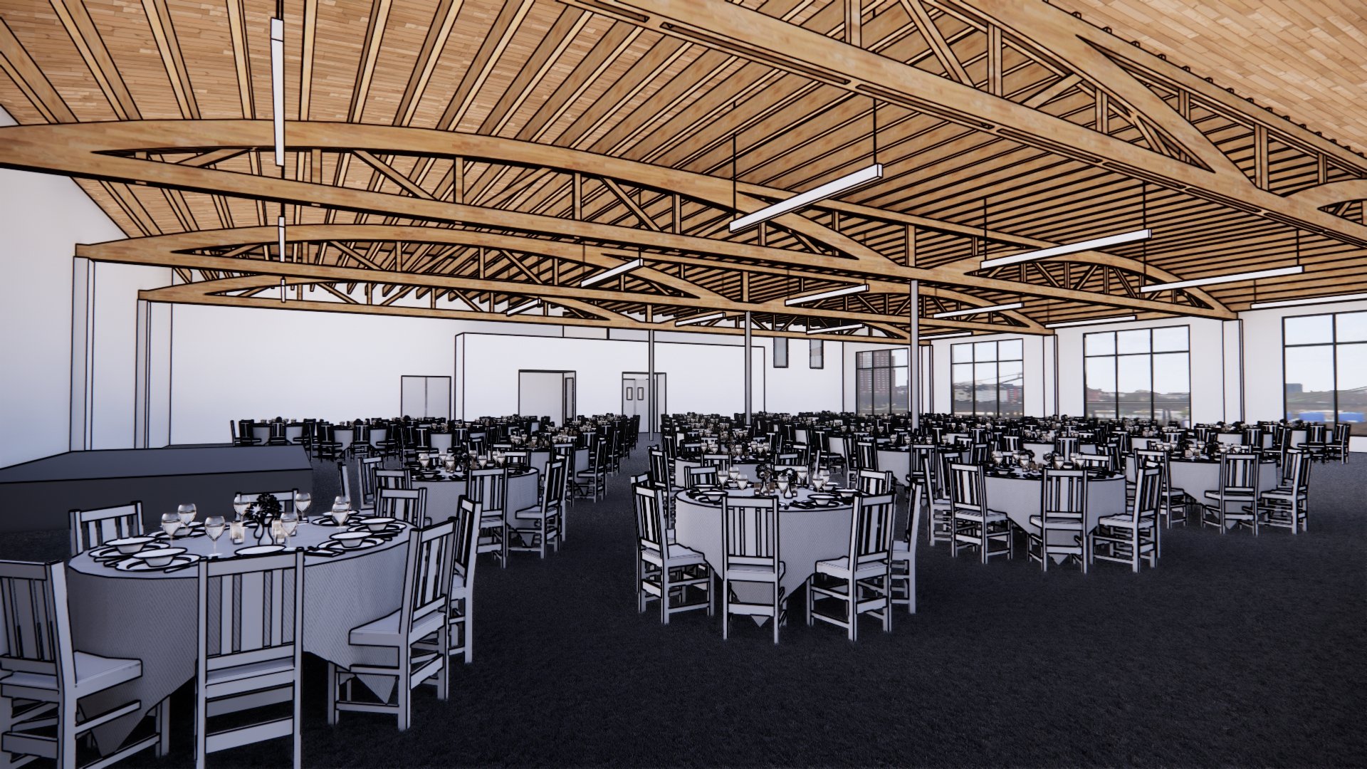 Architects rendering of AVENUE event space opening in Portland, Oregon, in fall 2023.