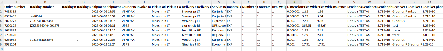Excel eksportas
