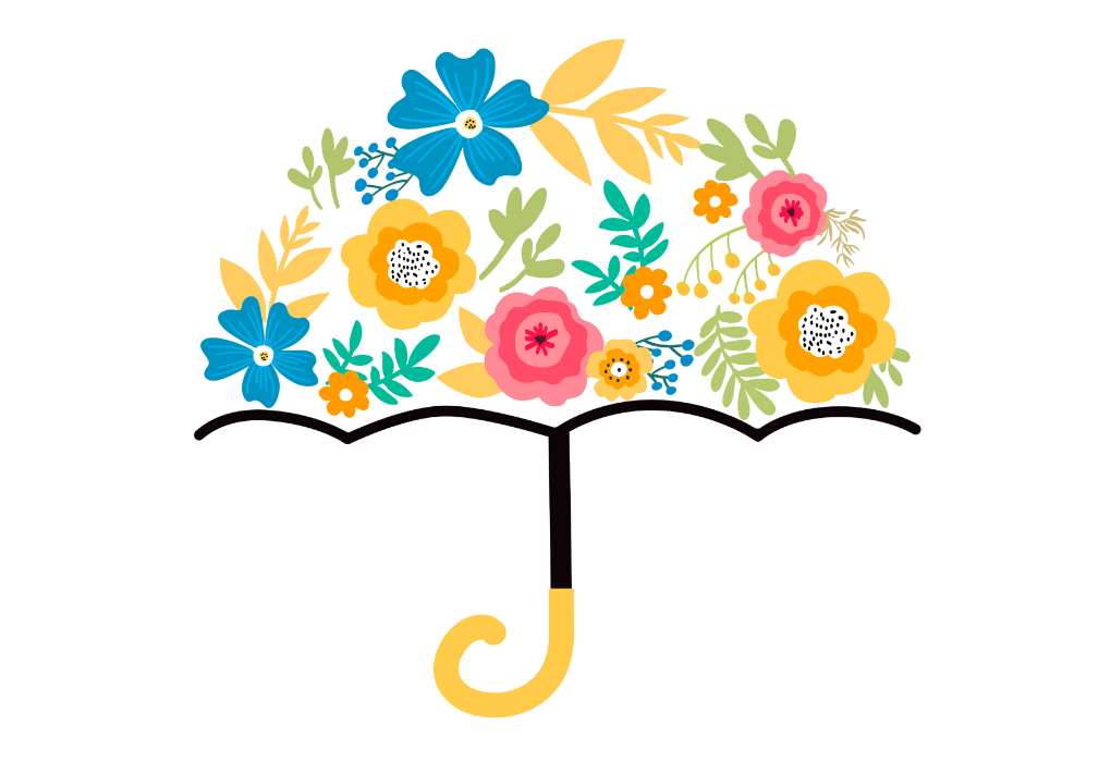 Umbrella of illustrated flowers