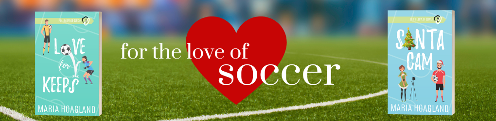 A soccer field with a big heart in the center and the words, 
