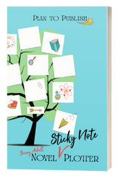 Young Adult Novel Sticky Note Plotter. Tree with sticky notes and school/young adult items.