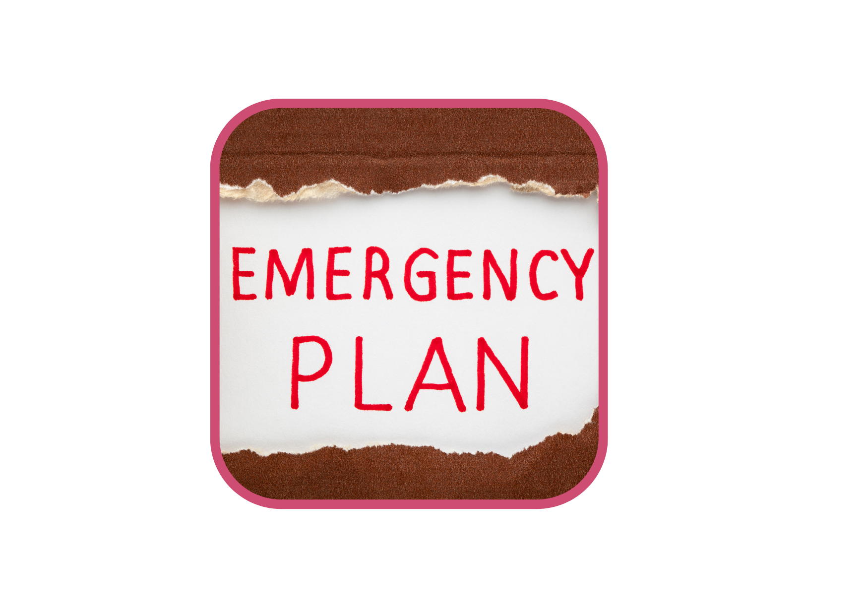 The words Emergency Plan in red on a white background