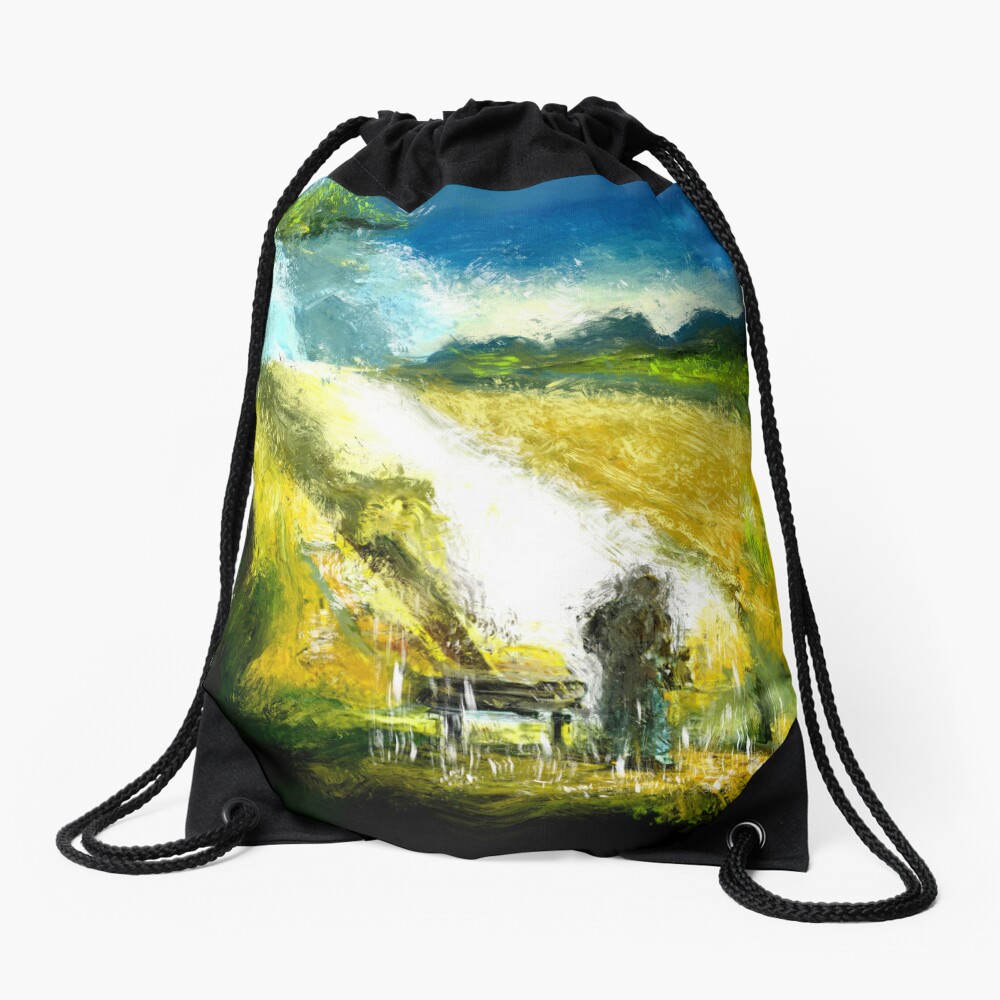 Draw string bag with digital painting 