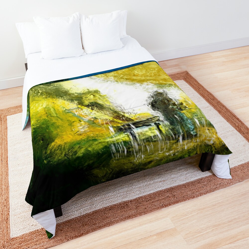 Comforter with digital painting 