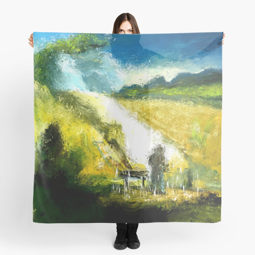 Scarf with digital painting 