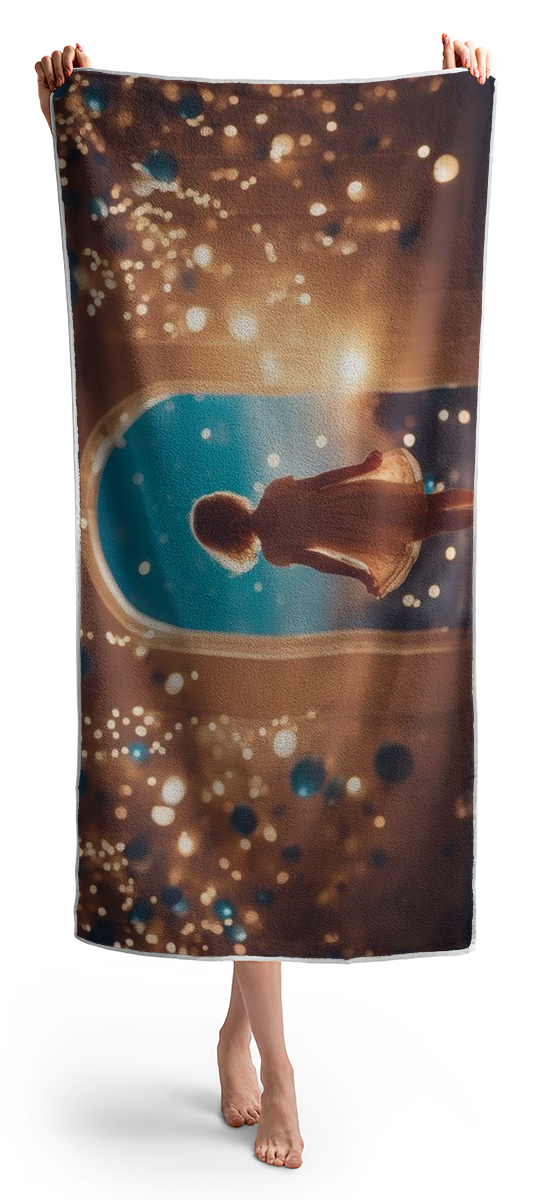 Print on a beach towel of the digital work 