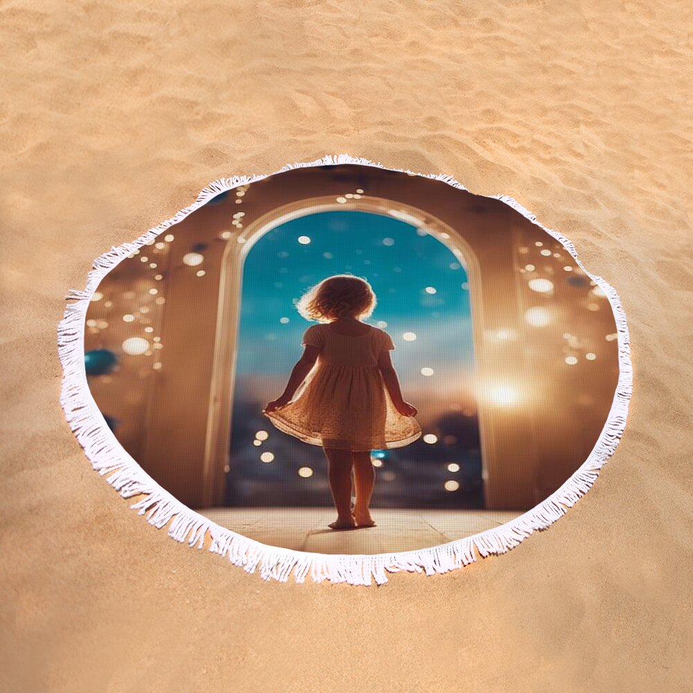 Print on a round beach towel of the digital work 