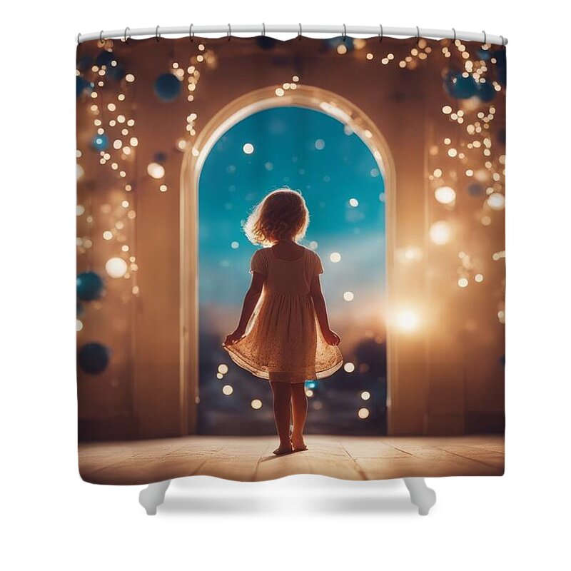 Print on a shower curtain of the digital work 