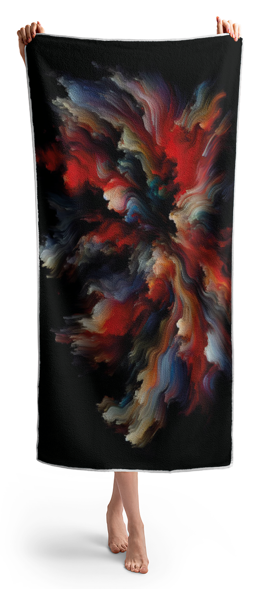 Bath towel with a print of the digital work 