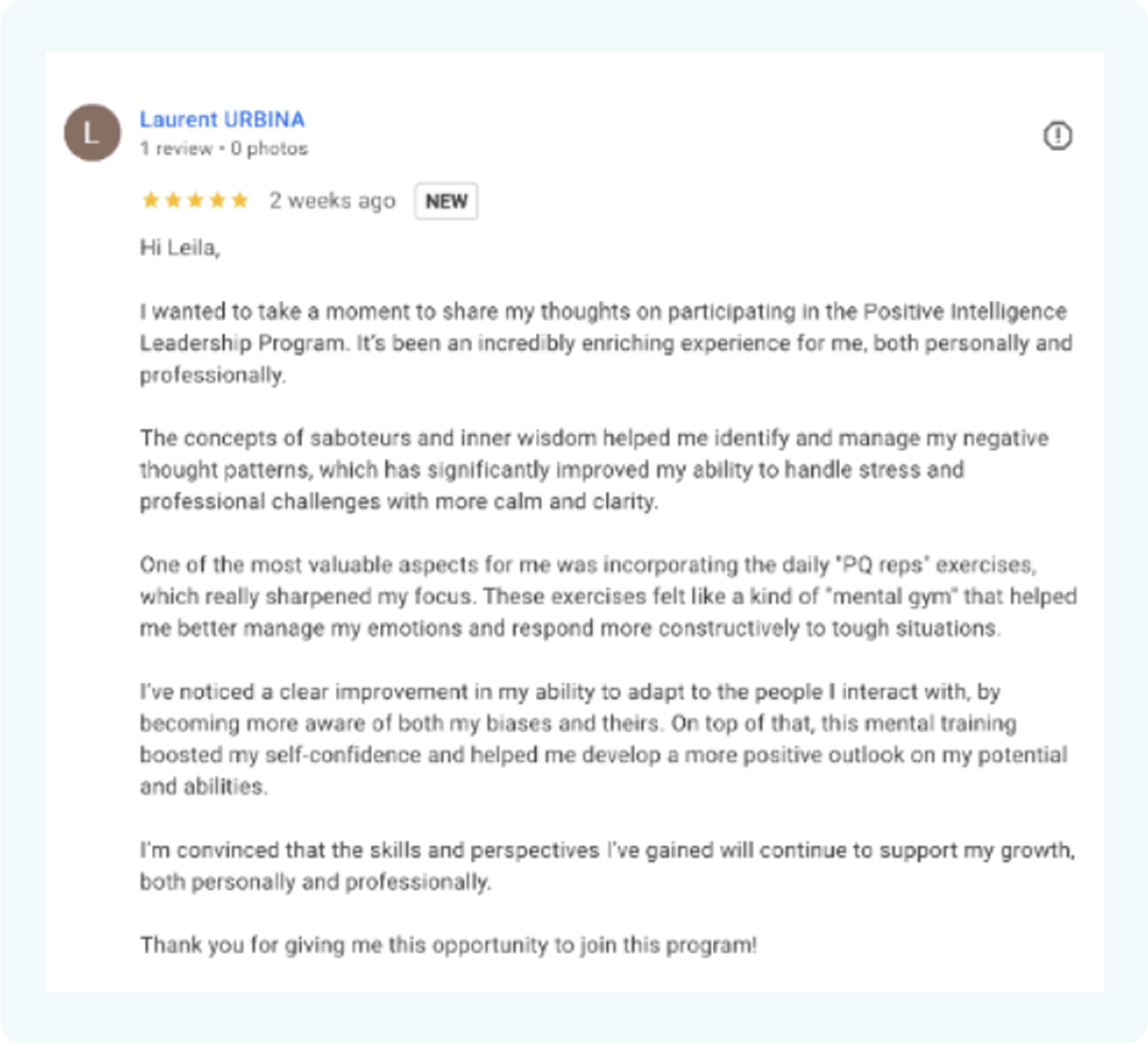 Laurent URBINA Testimonial