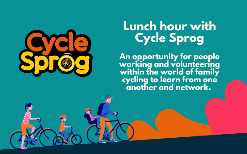 lunch hour with cycle sprog blue, orange and pink infographic