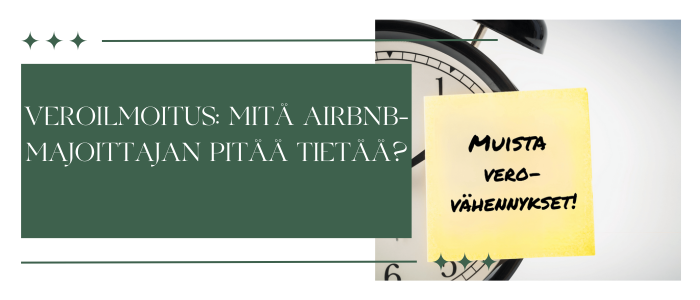 Veroilmoitus 2025: Mitä Airbnb:majoittajan pitää tietää ja mitä voi vähentää?