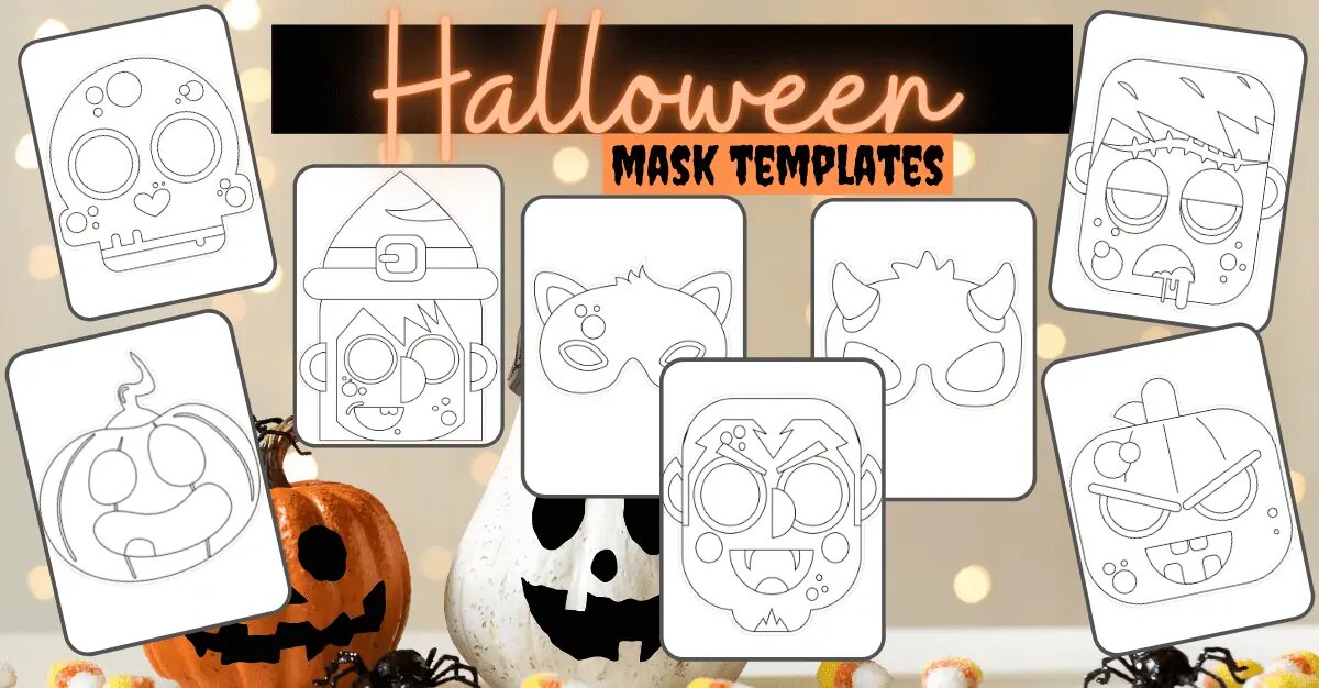 Pumpkin mask Halloween kid craft - Printable costume - Happy Paper Time