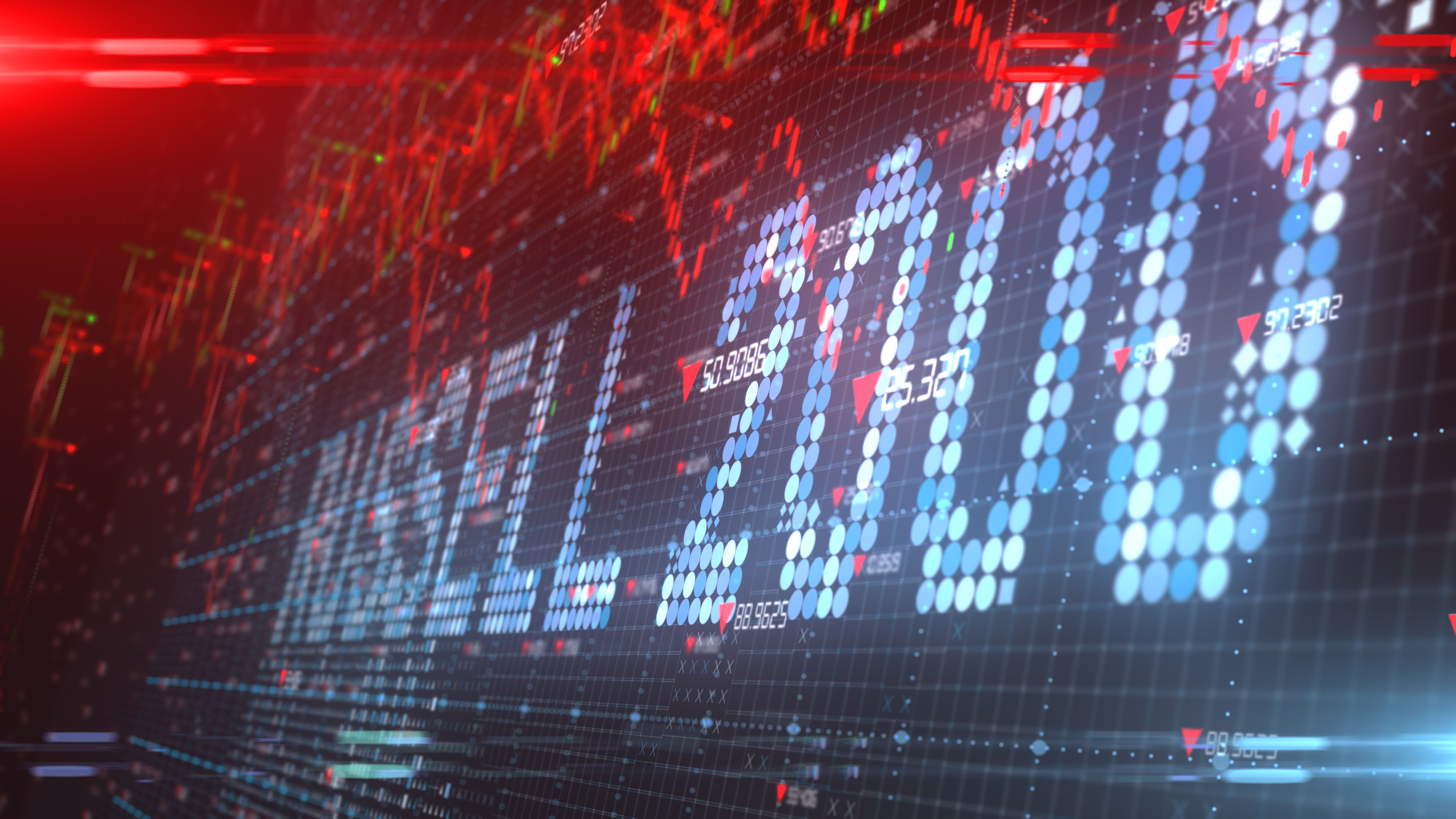 Russell 2000 stock market index chart - Conceptual graphic 3D illustration rendering
