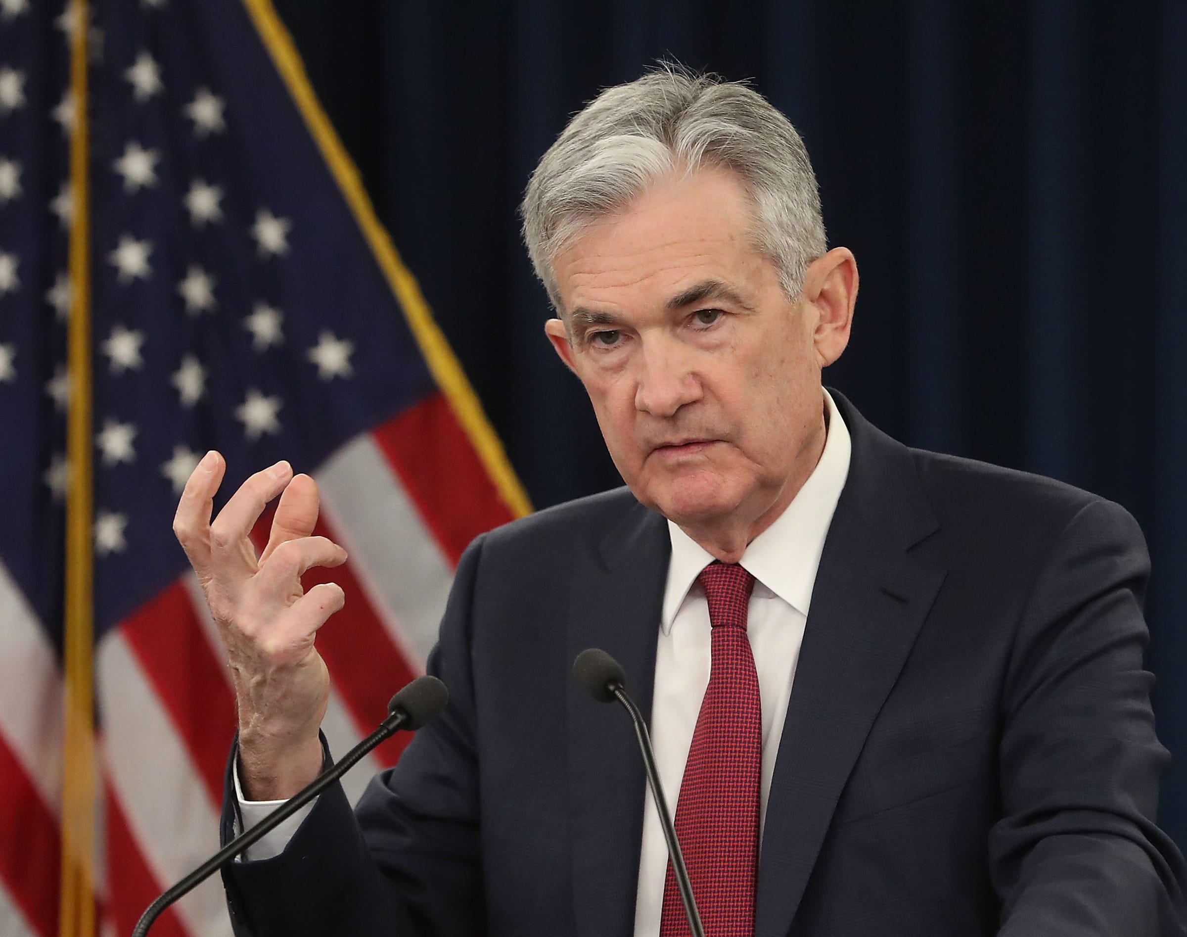 Jerome Powell hawkish statement, stern look, powell at press conference