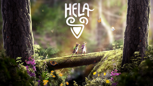 Dois ratinhos protagonistas de Hela: of Mice & Magic sobre um tronco em uma floresta