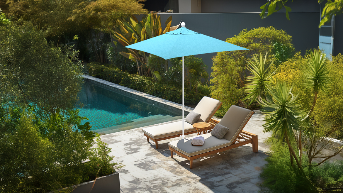 California Umbrella Venture Series Patio Umbrella with Sunbrella Aruba performance fabric