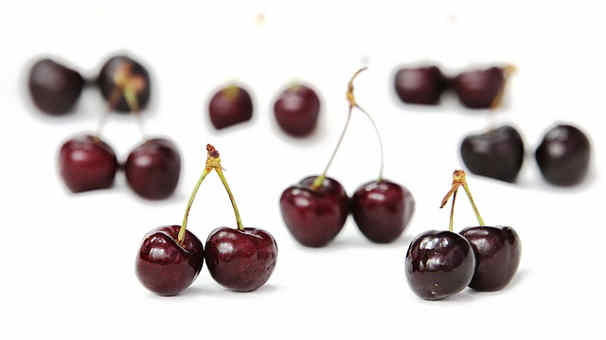 closeup of black cherries