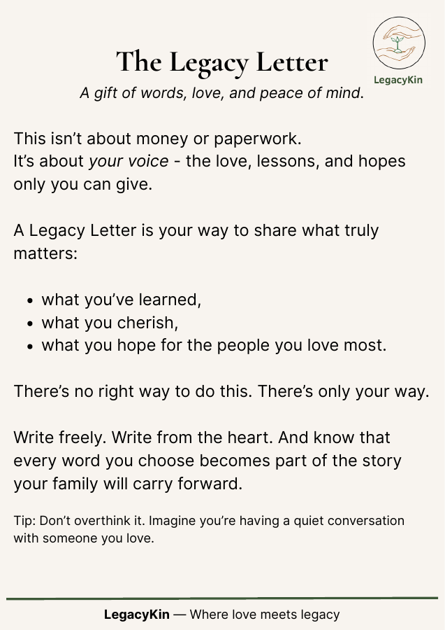 Actual Legacy Letter Starter Kit first page
