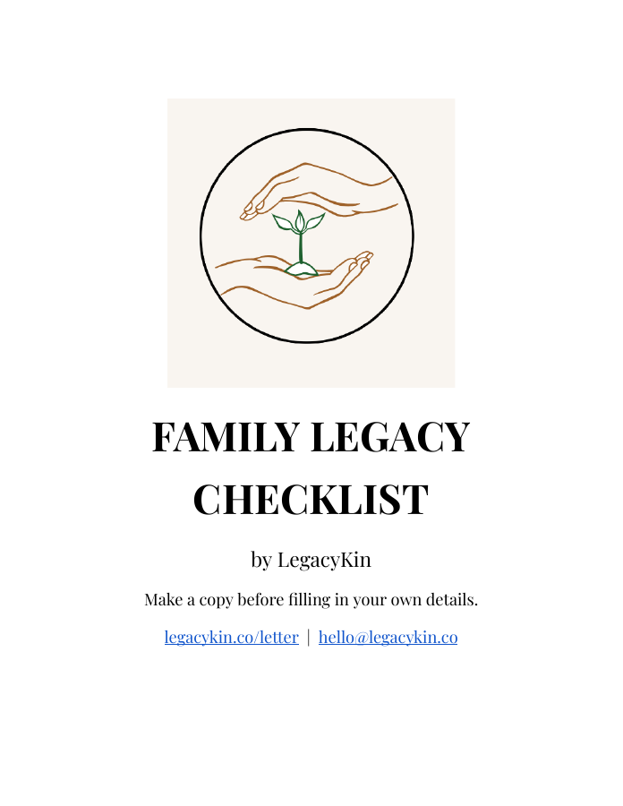 Actual Family Legacy Checklist cover