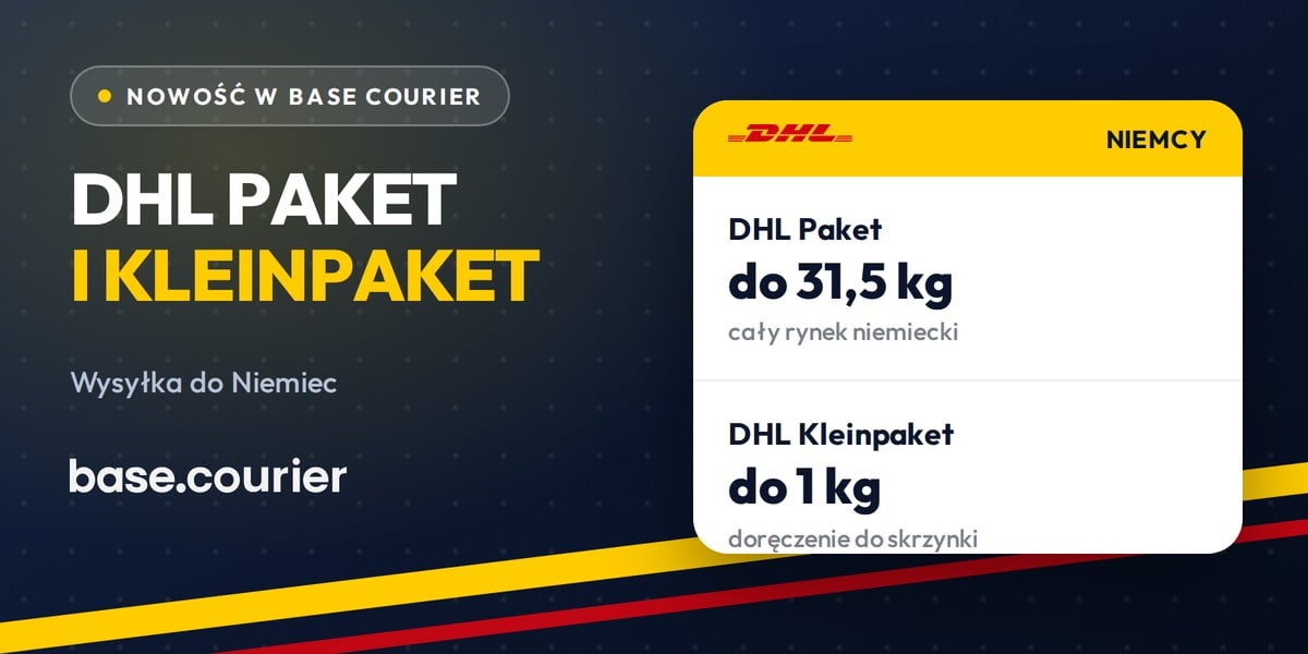 DHL Paket i DHL Kleinpaket do Niemiec w Base Courier - do 31,5 kg i do 1 kg