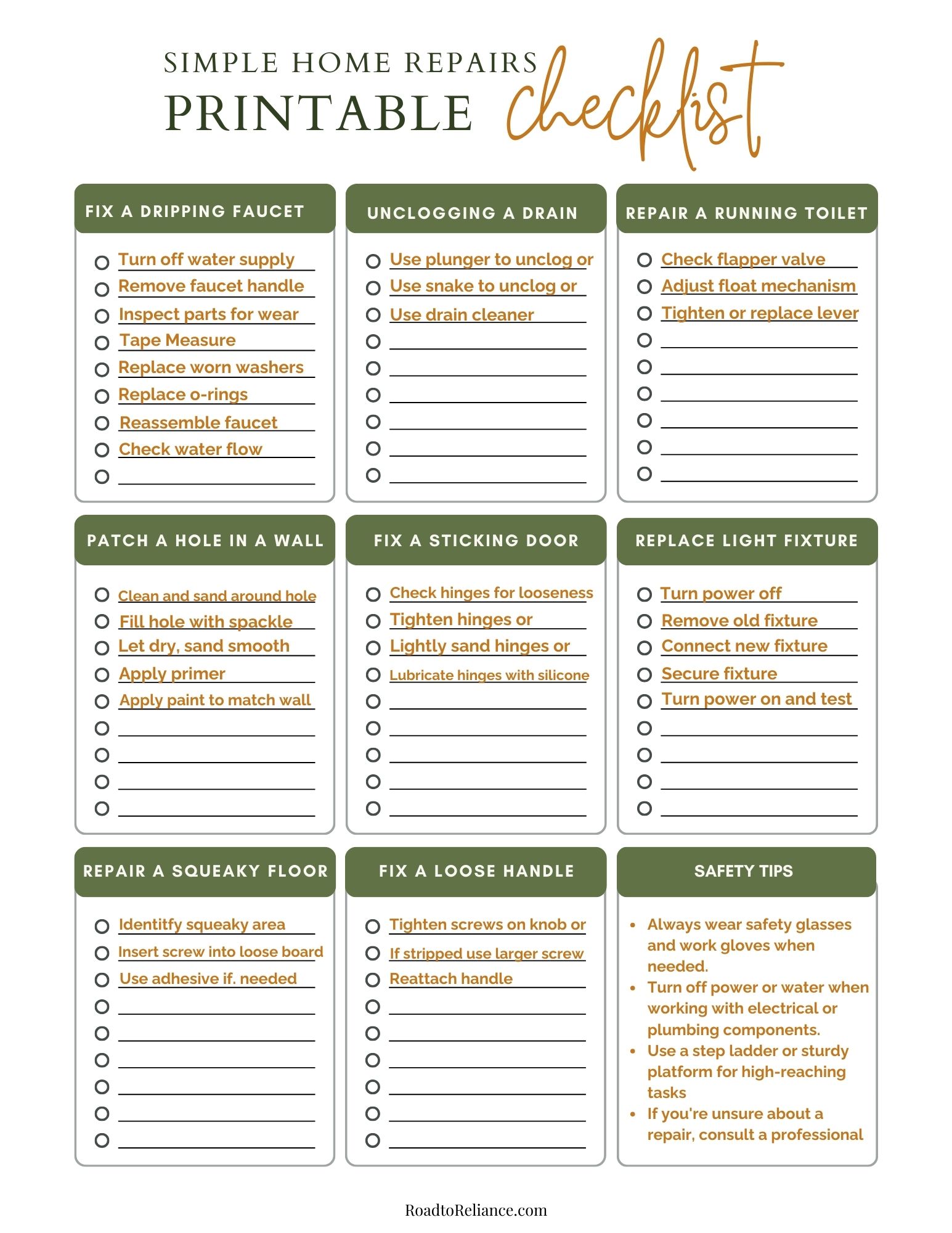 Simple DIY Home Repairs Checklist