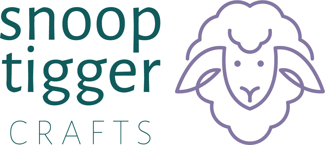 Logo for Snooptigger Crafts. On left are the words snooptigger crafts and the right is the outline drawing of a face of a sheep