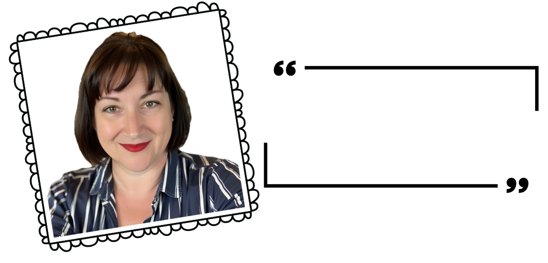Amelia Elliot smiling, with the heading “The Amelia Elliot Story: The Life of a Novelist in Three Acts.”