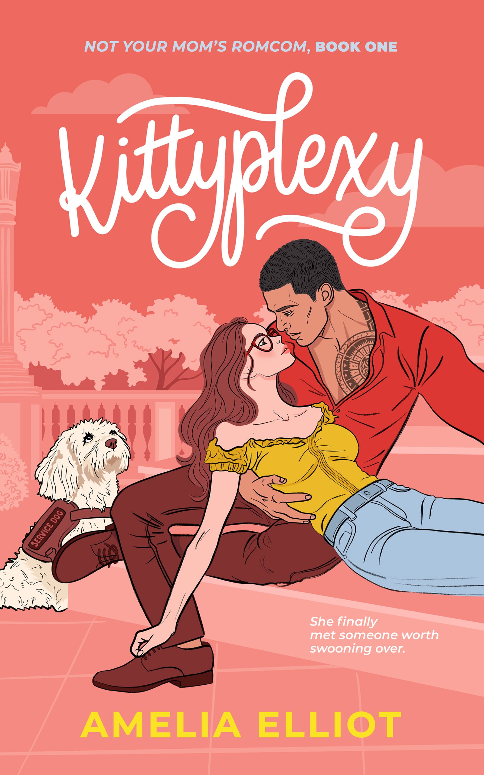 Cover of Kittyplexy by Amelia Elliot, slow-burn rom-com with a narcoleptic heroine and mixed-race Samoan military veteran hero, Book One of the Not Your Mom's Romcom series