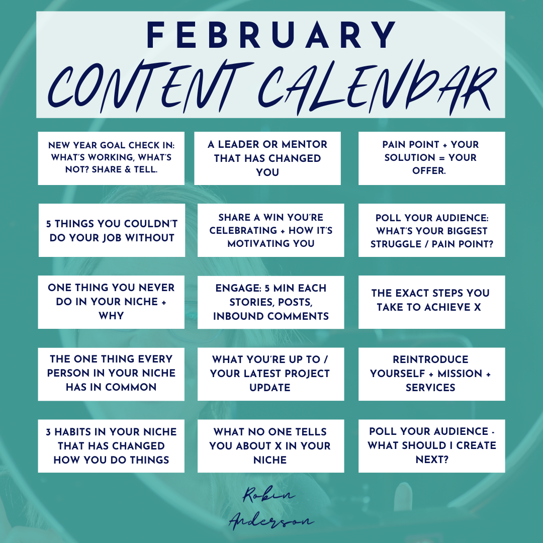 February content calendar Robin Anderson