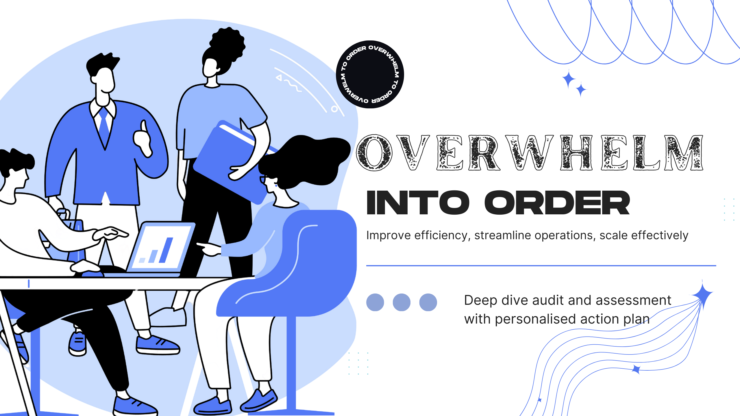 Image that reads Overwhelm into Order, 90 minutes deep dive with personalised action plan