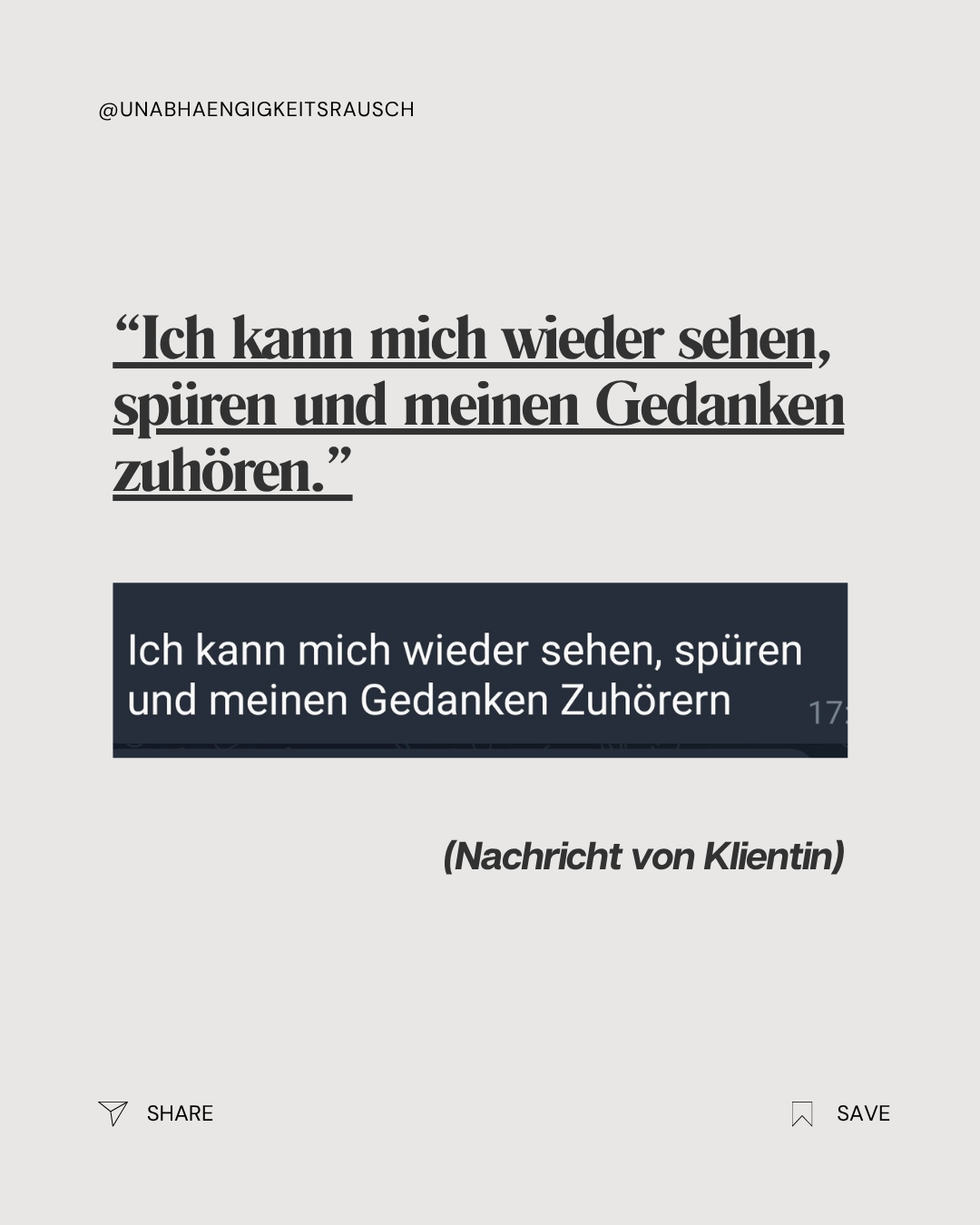 Kundenstimme 1: Ich kann mich wieder sehen, spüren und meinen Gedanke zuhören.