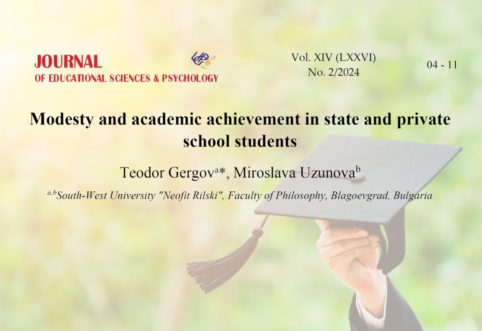 Modesty and academic achievement in state and private school students