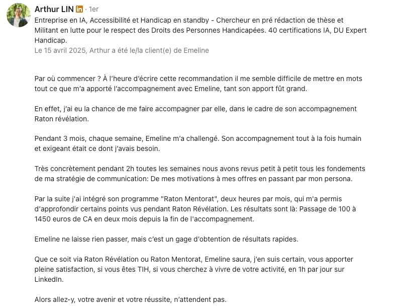 témoignage de Arthur : 