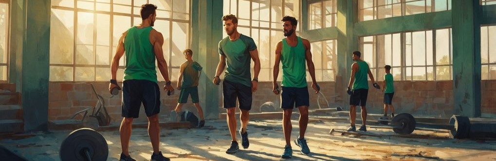 Group of males doing exercise in a construction area