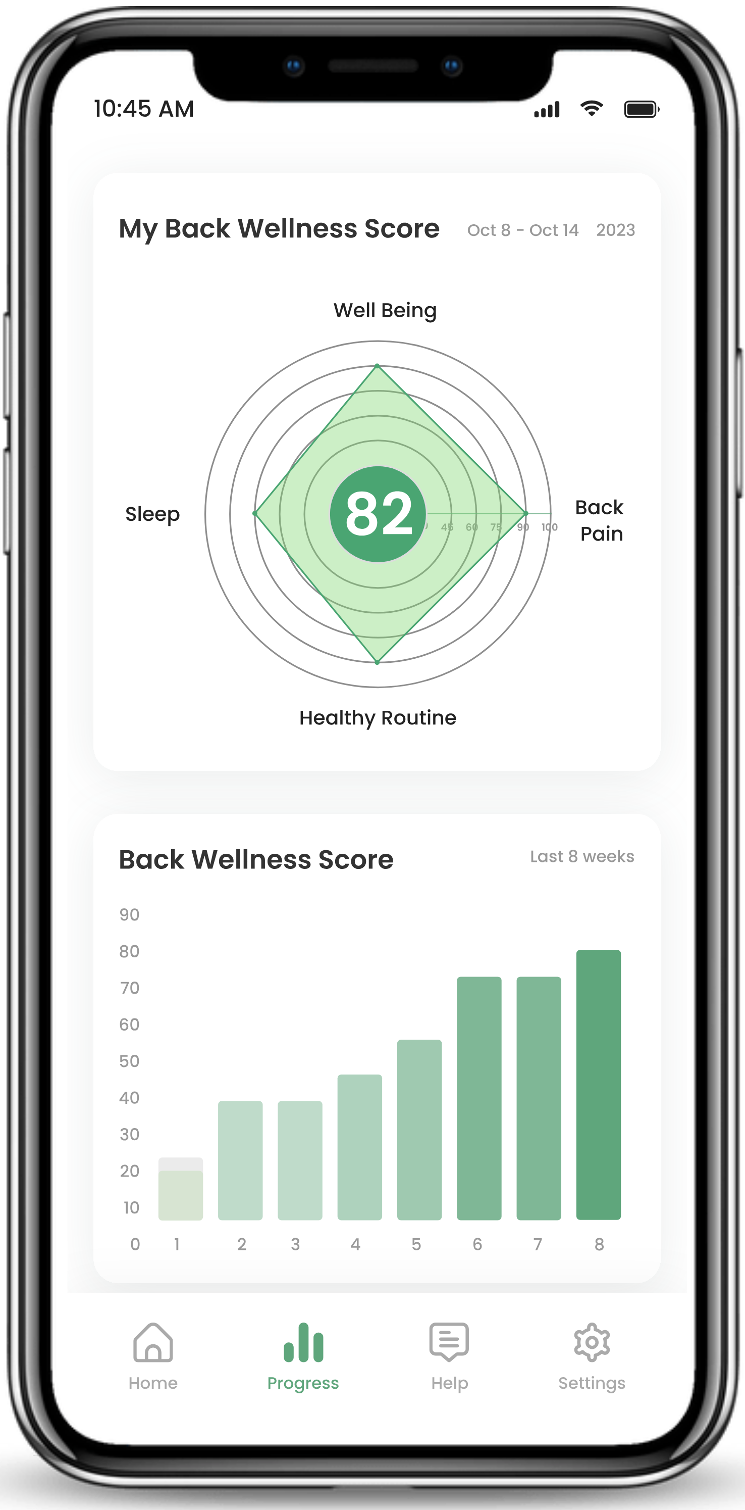 Track your back wellness goal progress on Healactively