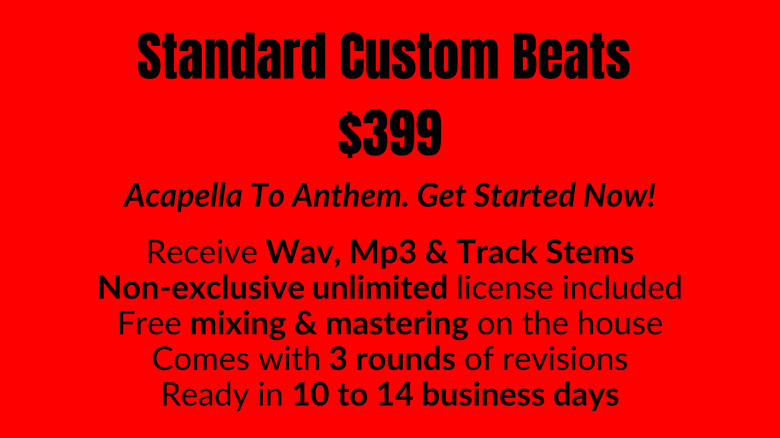 Dutch Cavana™ — Standard Custom Beats for sale with unlimited license included plus free mixing and mastering. Acapella to anthem. Get started now!