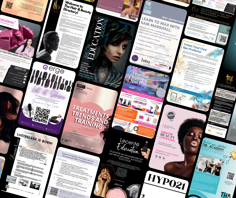 Image showing various advertisers within the Salon Education Journal