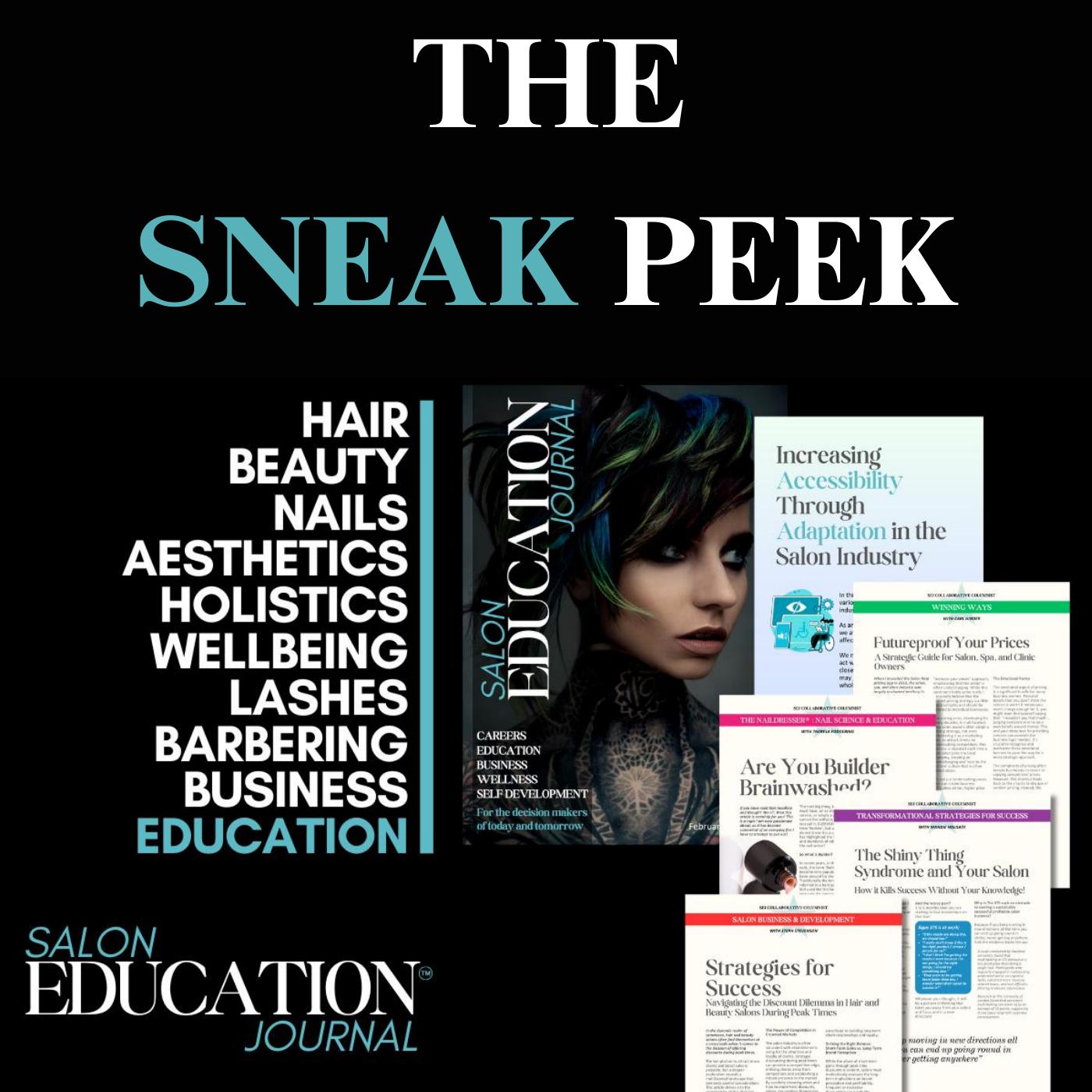 Salon Education Journal image showing Sneak Peek of this issue and a click through link