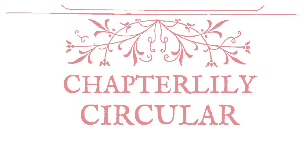 Pink Chapterlily Circular logo in old style font beneath a flourish design.