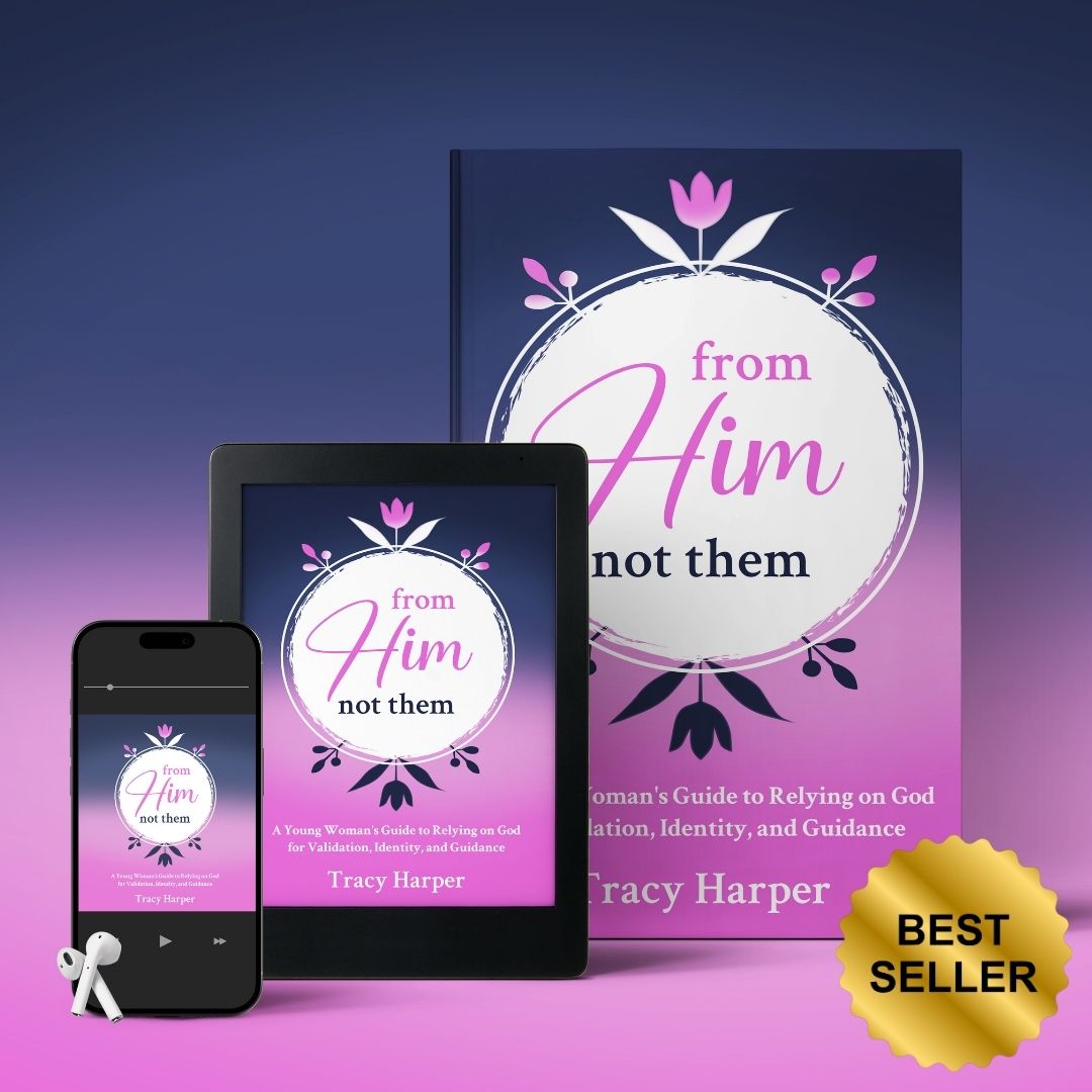 From Him, Not Them shown in paperback, eBook, and audiobook formats with a bestseller graphic