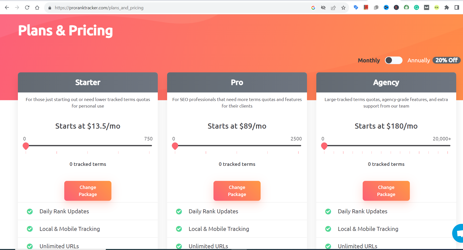 Pro Rank Tracker Pricing and Plans