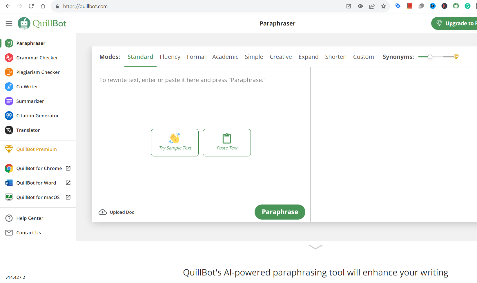 Quillbot Ai powered paraphrasing tool