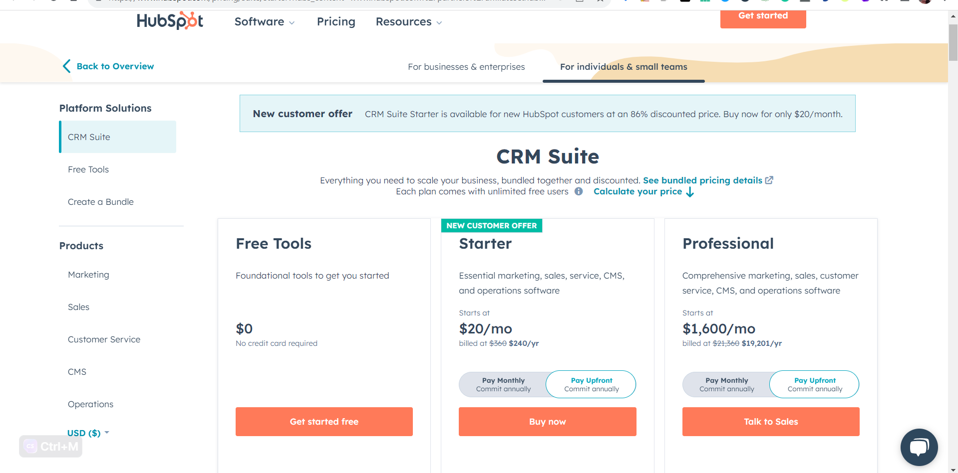 hubspot crm suite starter